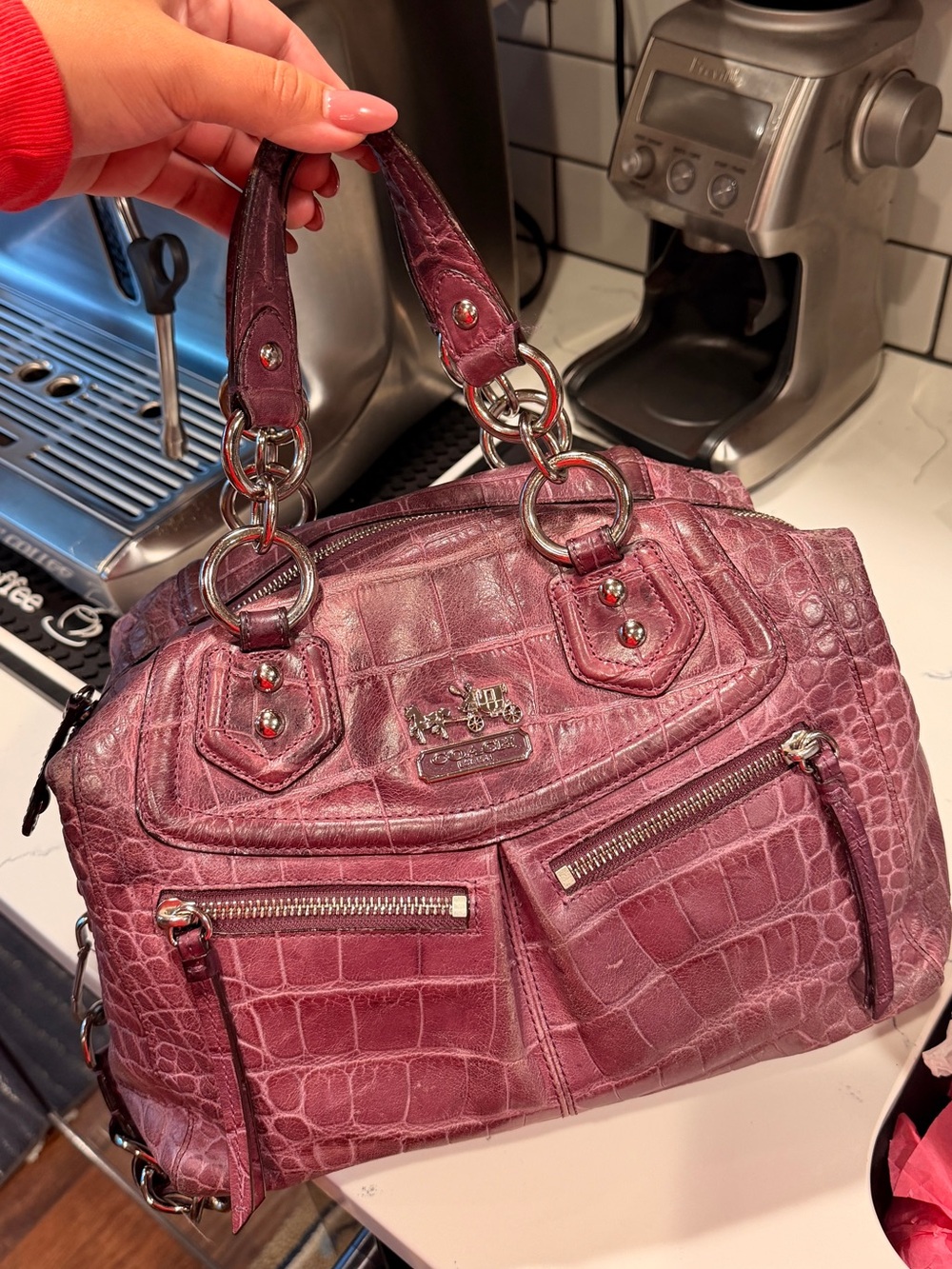 Coach 2010 Madison Audrey Purple Croc Embossed Leather Satchel Bag - Picture 4 of 13